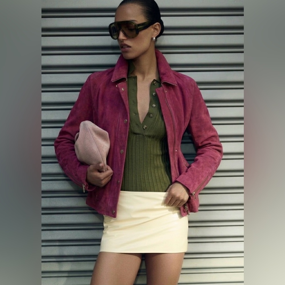 Michael Kors Barbie Pink Suede Jacket Sz Medium Coastal Cowgirl Western Boho Y2K